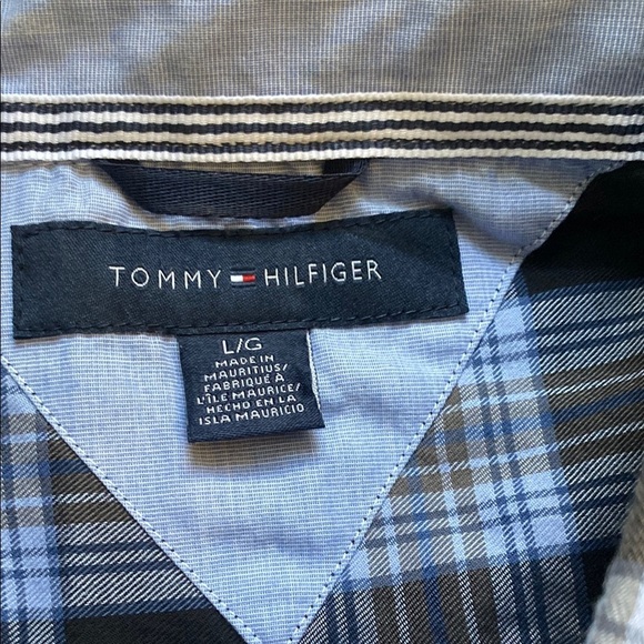 Tommy Hilfiger Blue Plaid Button-Down Shirt Men's Size Large - Picture 4 of 10